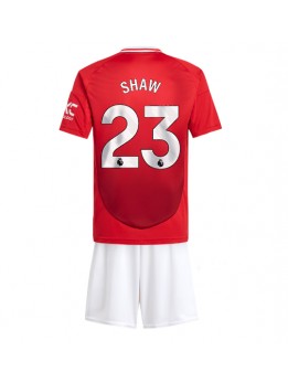 Manchester United Luke Shaw #23 Replika Hemmakläder Barn 2024-25 Kortärmad (+ byxor)